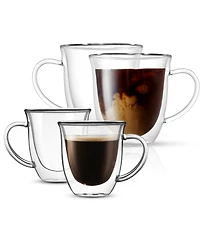 JoyJolt Glass Double Wall Mug Collection, Set of 4