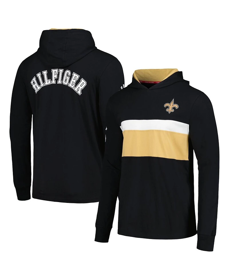 Men's Tommy Hilfiger Black New Orleans Saints Morgan Long Sleeve Hoodie T-shirt