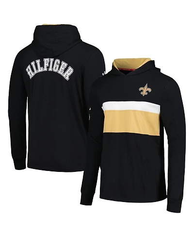 Men's Tommy Hilfiger Black New Orleans Saints Morgan Long Sleeve Hoodie T-shirt