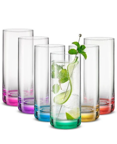 JoyJolt Hue Colored Highball Glasses, Set of 6