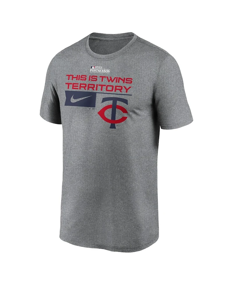 Men's Nike Heather Charcoal Minnesota Twins 2023 Postseason Legend Performance T-shirt