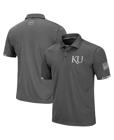 Men's Colosseum Charcoal Kansas Jayhawks Rival Oht Military-Inspired Appreciation Polo