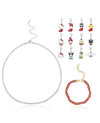 Sanrio Hello Kitty Necklace and Bracelet with 12 Sanrio Charms Customizable Advent Set - Officially Licensed