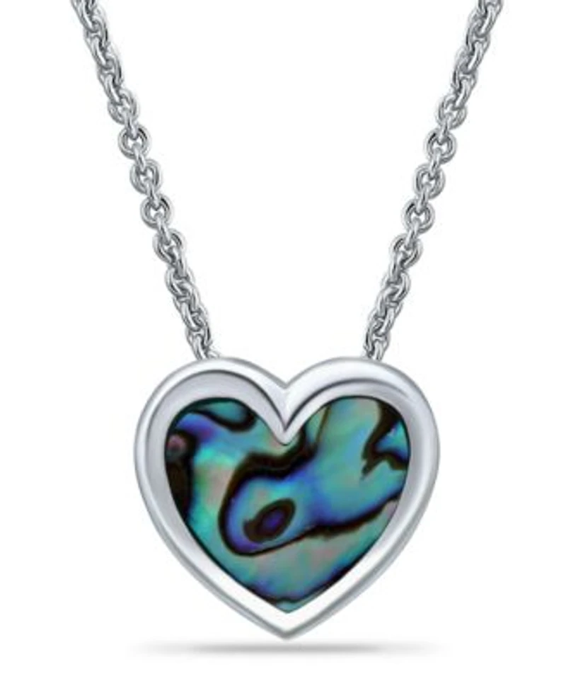 Macys Abalone Inlay Heart Pendant Necklace Heart Drop Earrings