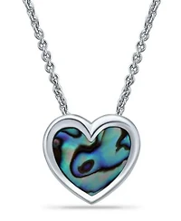 Macys Abalone Inlay Heart Pendant Necklace Heart Drop Earrings