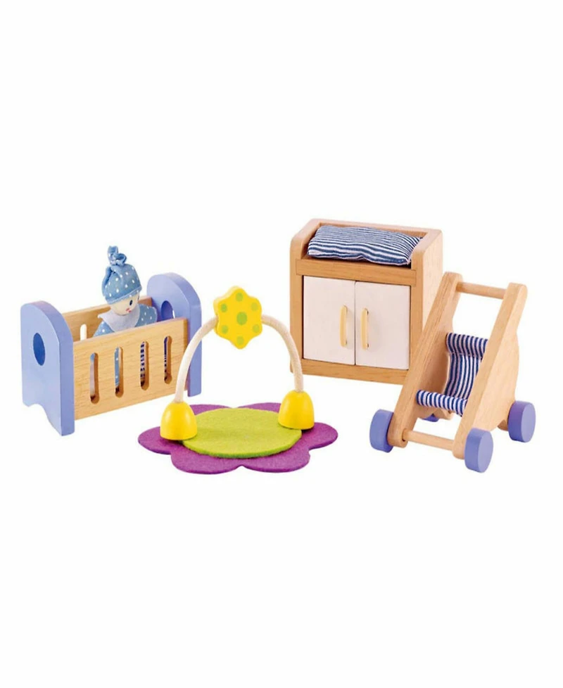 Hape Wooden Dollhouse Furniture Baby's Room Set