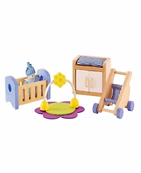 Hape Wooden Dollhouse Furniture Baby's Room Set