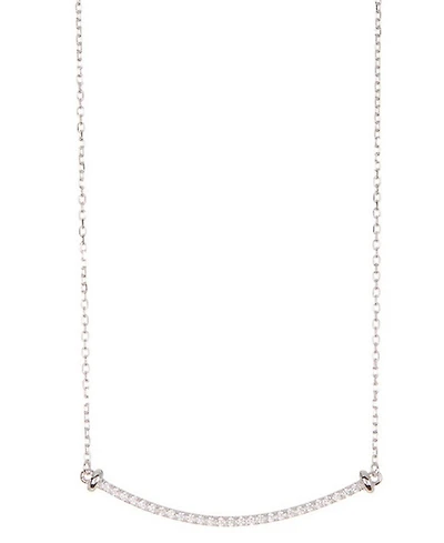 Adornia Silver-Tone Crystal Curved Bar Necklace, 16" + 2" extender