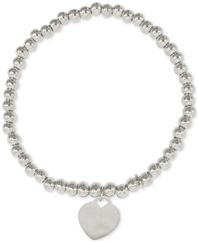 Adornia Heart Charm Beaded Stretch Bracelet