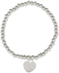 Adornia Heart Charm Beaded Stretch Bracelet
