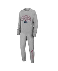Women's Wear by Erin Andrews Gray Atlanta Braves Knitted Lounge Set