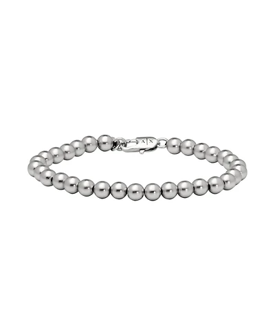 Armani Exchange Men's Silver-Tone Brass Beaded Bracelet