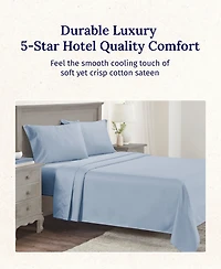 5-Star Luxury Sheet Set, 600 Thread Count Cotton Sateen, Soft & Crisp Bed Sheets
