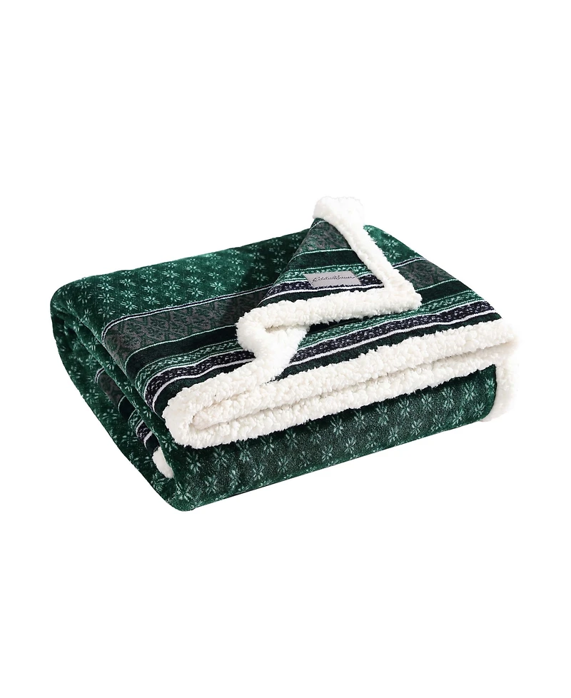 Eddie Bauer Ultra Soft Plush Sherpa Reversible Throw , 60" X 50"