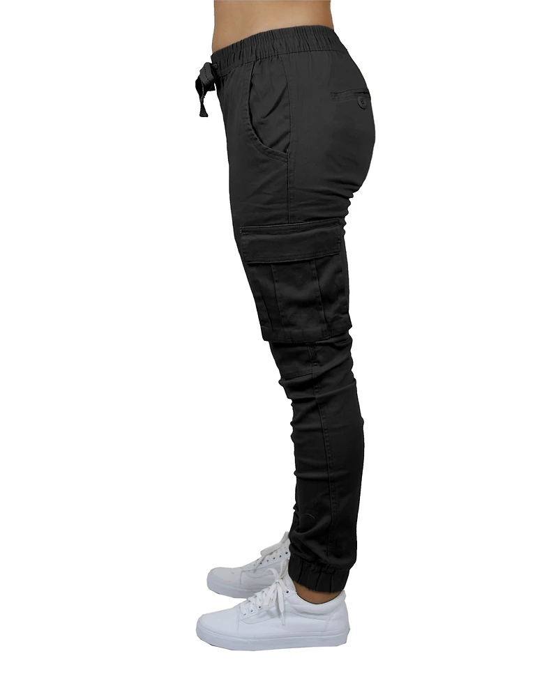 Galaxy By Harvic Women's Loose Fit Cotton Stretch Twill Cargo Joggers Set, 2 Pack