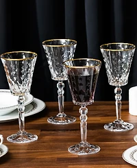 Lorren Home Trends Marilyn Gold-Tone Red Wine Goblets, Set of 4