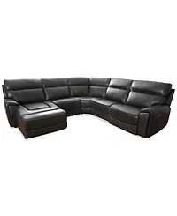 Closeout! Hutchenson 119.5" 5-Pc. Zero Gravity Leather Sectional with 2 Power Recliners and Chaise, Created for Macy's