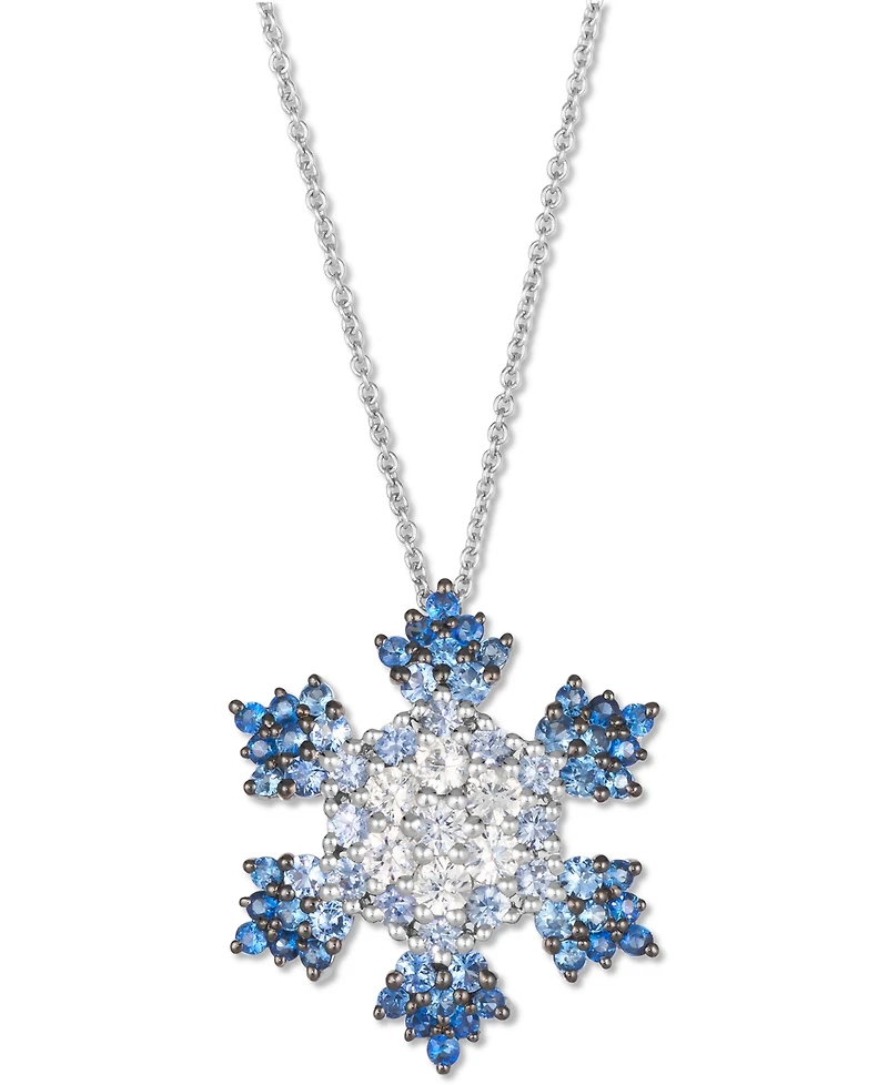 Le Vian Ombre Denim Ombre (1-3/8 ct. t.w.) & White Sapphire (5/8 ct. t.w.) Snowflake Adjustable 20" Pendant Necklace in 14k White Gold
