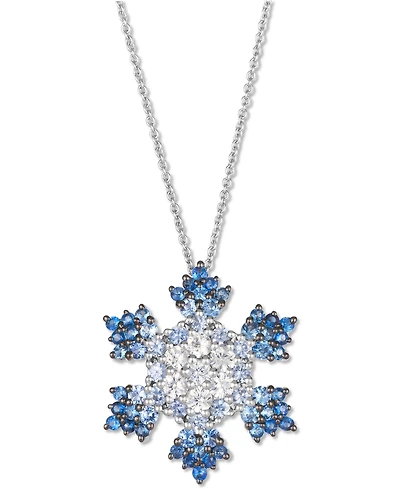 Le Vian Ombre Denim Ombre (1-3/8 ct. t.w.) & White Sapphire (5/8 ct. t.w.) Snowflake Adjustable 20" Pendant Necklace in 14k White Gold