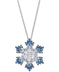 Le Vian Ombre Denim Ombre (1-3/8 ct. t.w.) & White Sapphire (5/8 ct. t.w.) Snowflake Adjustable 20" Pendant Necklace in 14k White Gold