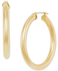 Polished Tube Hoop Earrings (40mm) in 14k Yellow Gold or 14k White Gold