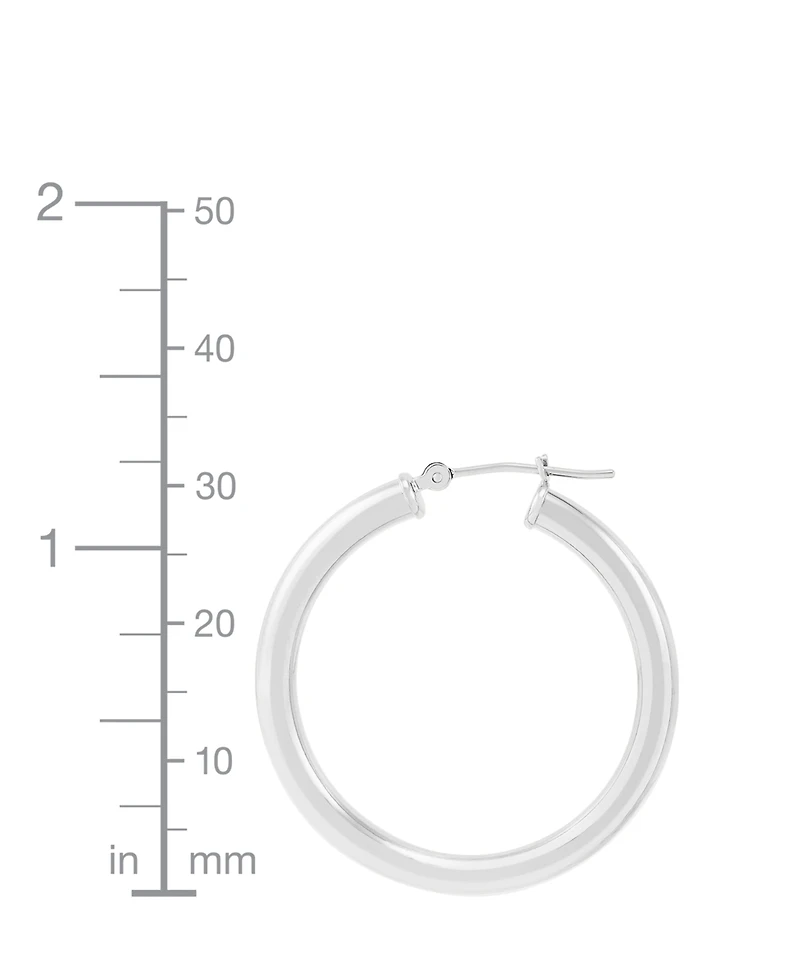 Polished Round Hoop Earrings 14k Gold, 30mm