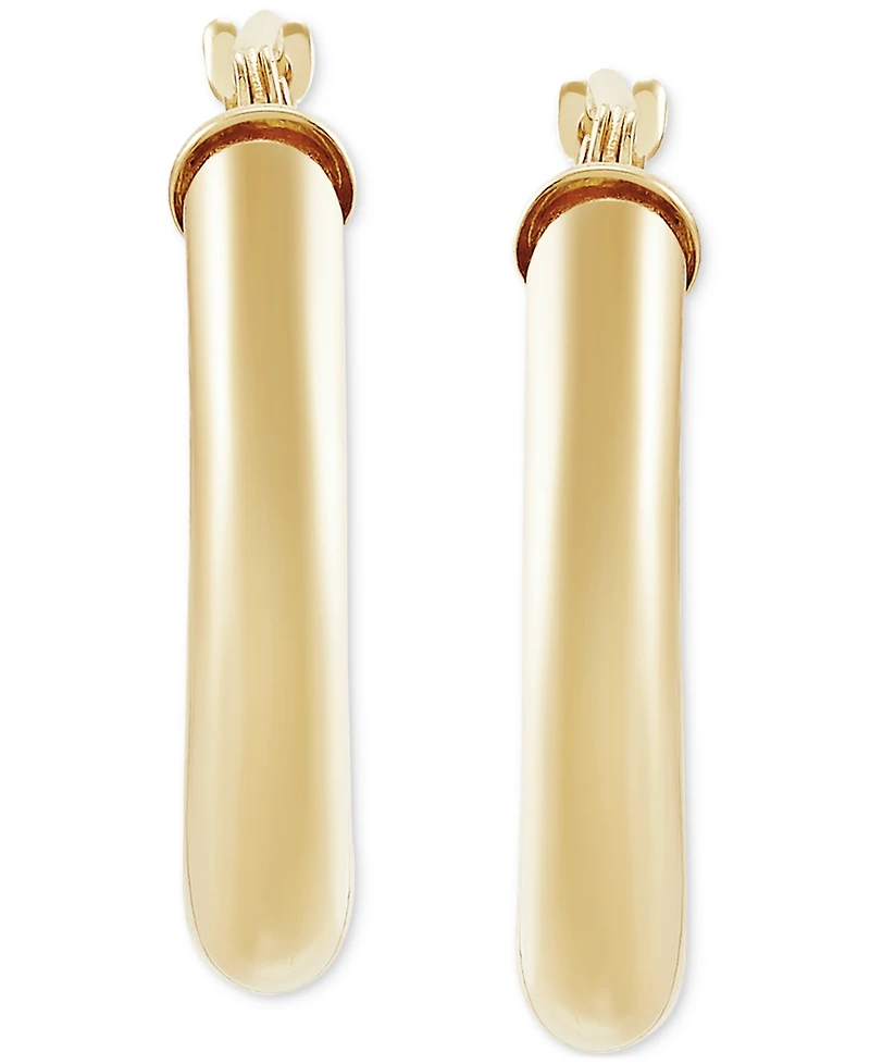 Polished Thin Tube Hoop Earrings (3mm) 14k Gold (18mm)