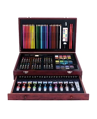Art 101 Deluxe Art Set in a Wood Organizer Case, 119 Pieces