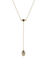 Unwritten Blue Cubic Zirconia Evil Eye and Hamsa Y-Necklace