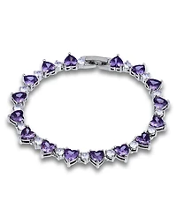 Macy's Cubic Zirconia Purple Clear Heart Alternate Bracelet