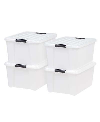 Iris 45 Quart Buckle Up Storage Box, 4 Pack, Pearl