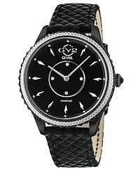 GV2 by Gevril Women's Swiss Quartz Siena Black Leather Watch 38mm