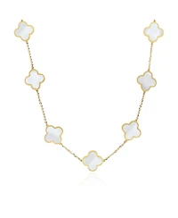 The Lovery Mother of Pearl Clover Necklace 14K Gold