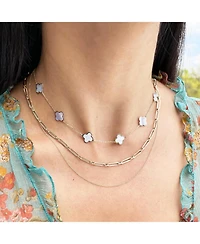 The Lovery Small Mother of Pearl Clover Necklace 14K Gold