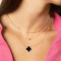 The Lovery Onyx Single Clover Necklace 14K Yellow Gold