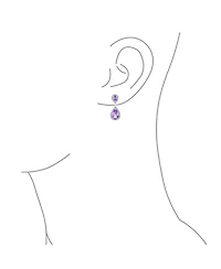 Bling Jewelry Fashion Purple Cz Halo Teardrop Drop Earrings Lavender Cubic Zirconia Rhodium Plated Brass