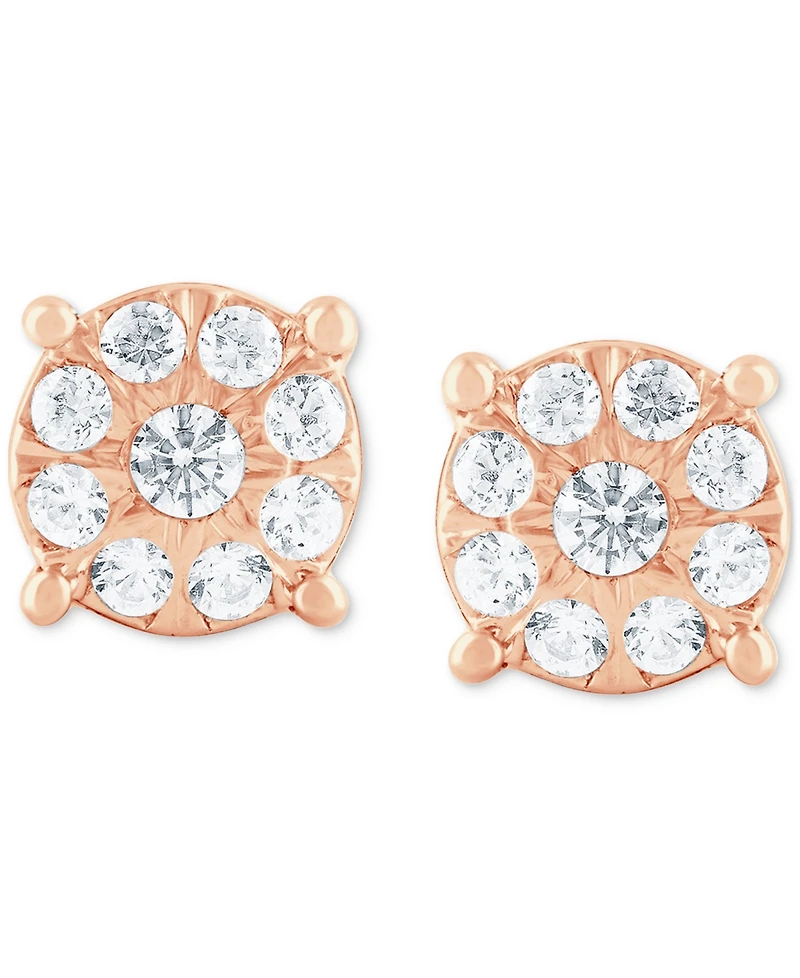 Diamond Cluster Stud Earrings (1/4 ct. t.w.) in 14k Rose Gold