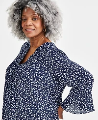 Style & Co Plus Printed Pintuck Blouse, Exclusively at Macy's
