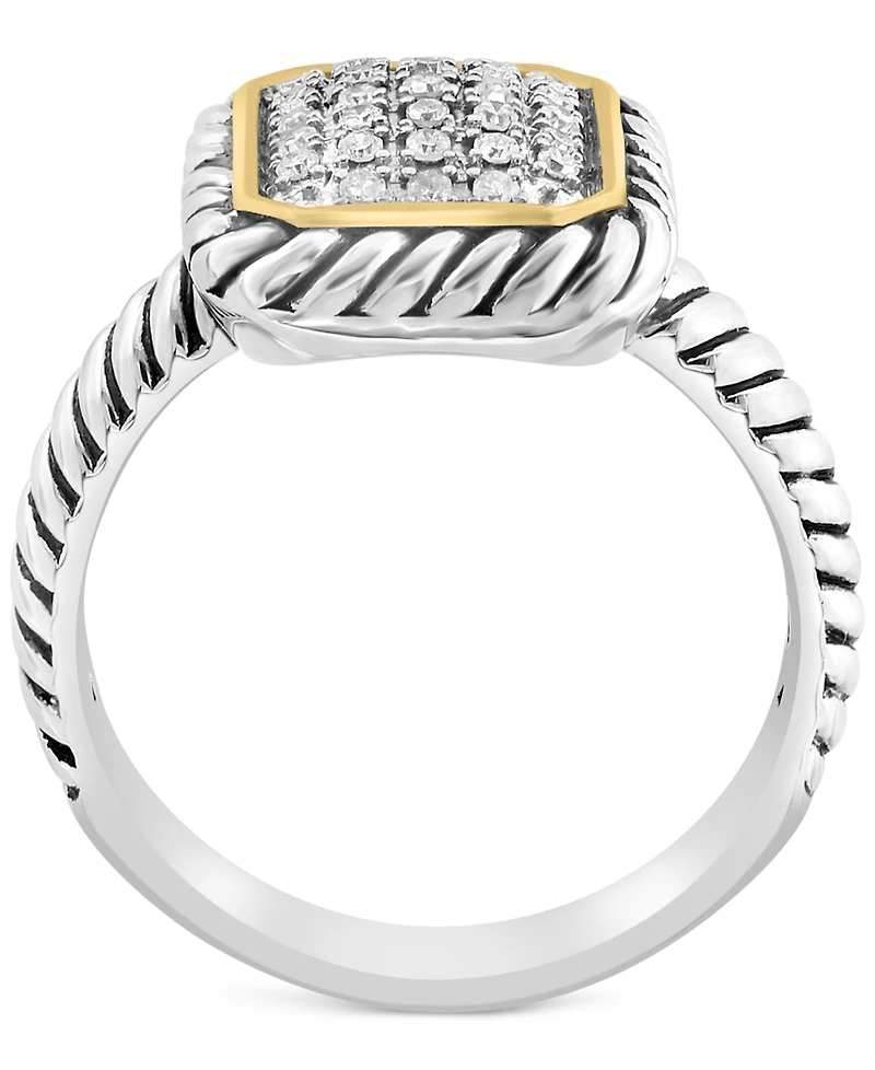 Effy Diamond Rectangular Cluster Ring (1/8 ct. t.w.) in Sterling Silver & 18k Gold-Plate