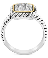 Effy Diamond Rectangular Cluster Ring (1/8 ct. t.w.) in Sterling Silver & 18k Gold-Plate