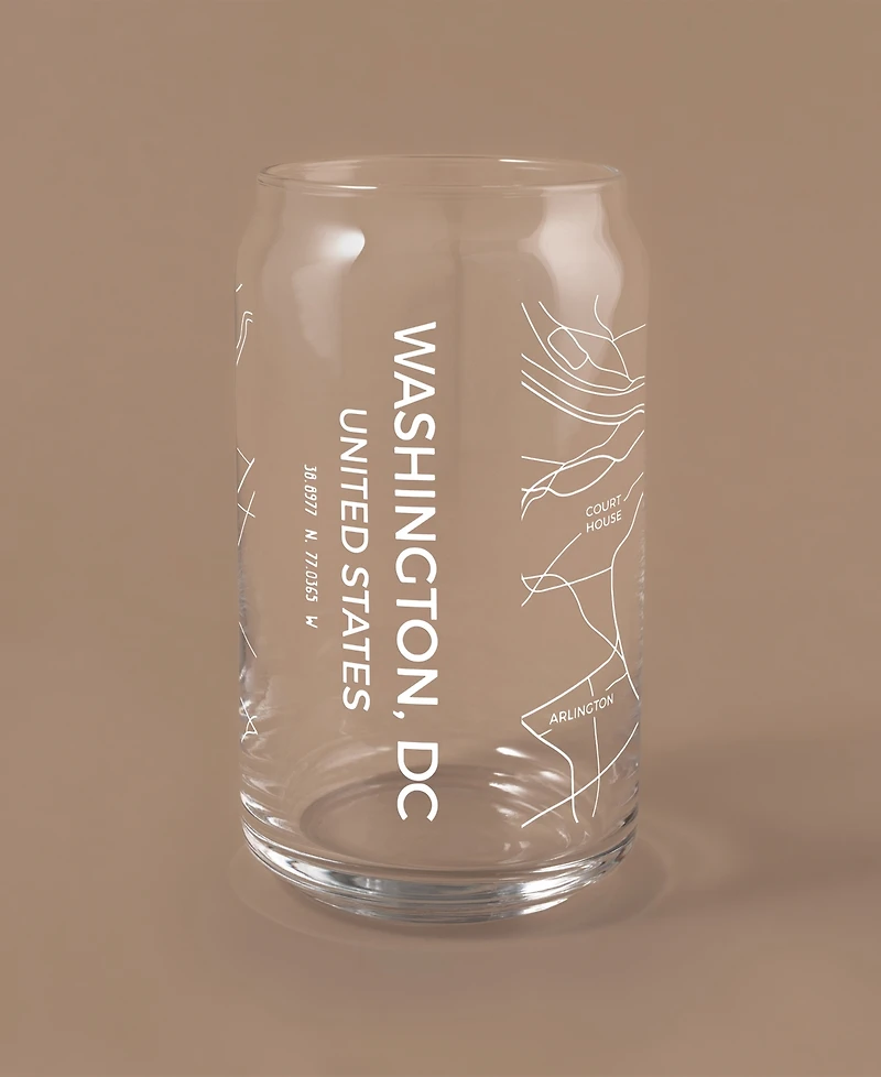 Narbo The Can Washington Dc Map 16 oz Everyday Glassware, Set of 2