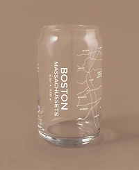 Narbo The Can Boston Map 16 oz Everyday Glassware, Set of 2