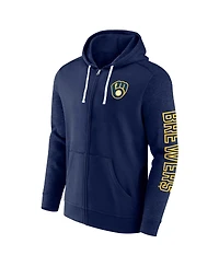 Men's Fanatics Navy Milwaukee Brewers Offensive Line Up Full-Zip Hoodie
