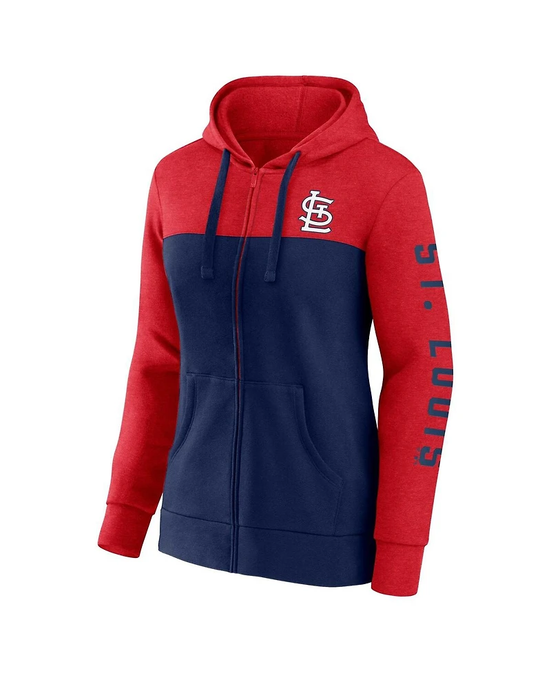 Women's Fanatics Red, Navy St. Louis Cardinals City Ties Hoodie Full-Zip Sweatshirt