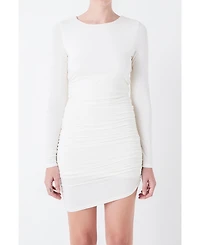Women's Ruched Long Sleeve Mini Dress