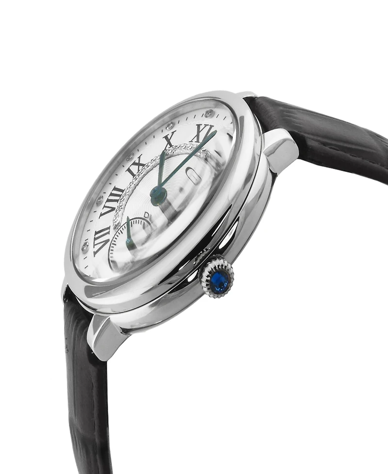 GV2 by Gevril Women's Rome Black Leather Watch 36mm