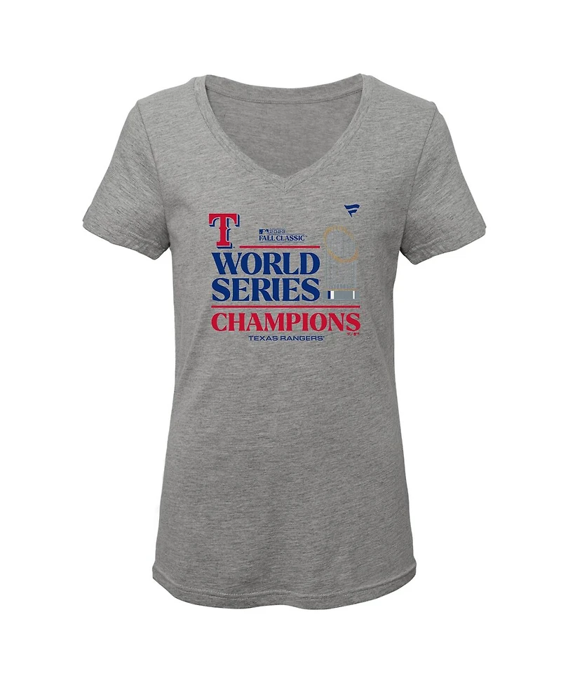 Big Girls Fanatics Heather Gray Texas Rangers 2023 World Series Champions Locker Room T-shirt