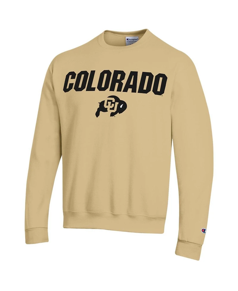 Men's Champion Gold Colorado Buffaloes Straight Over Logo Powerblend Pullover Sweatshirt