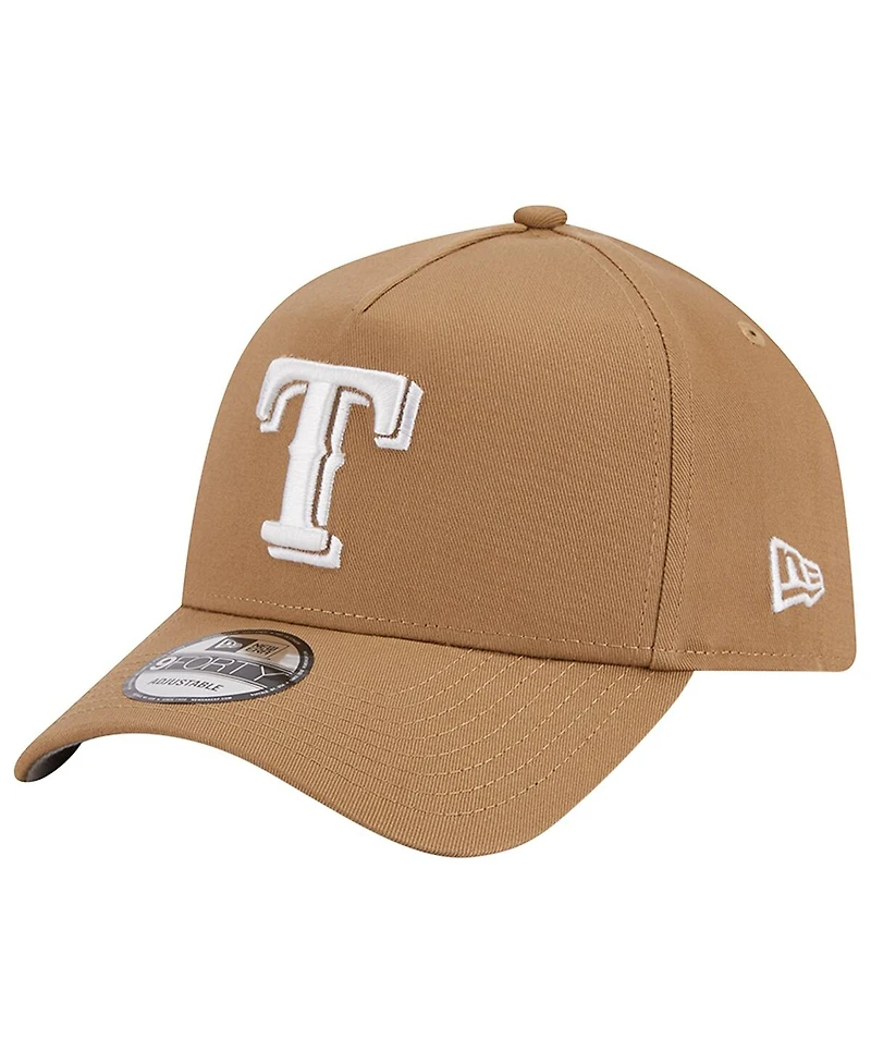 Men's New Era Khaki Texas Rangers A-Frame 9FORTY Adjustable Hat