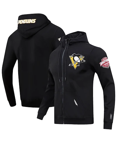 Men's Pro Standard Black Pittsburgh Penguins Classic Chenille Full-Zip Hoodie Jacket